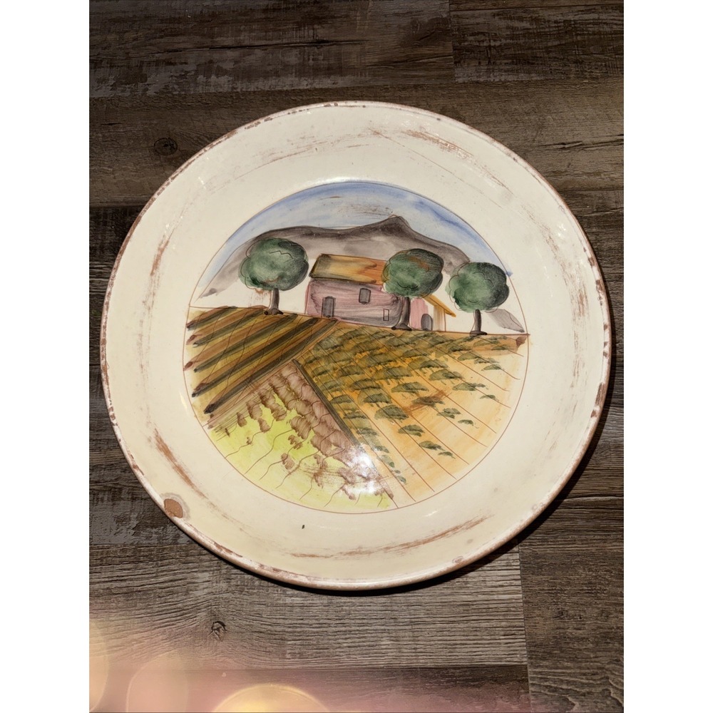 Handmade Italian Tuscany Country Farm Rimmed Serving Bowl Platter  by Vietri